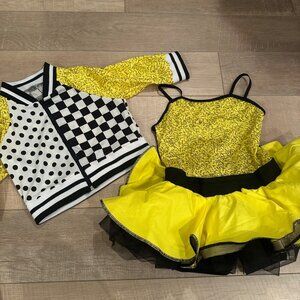 WEISSMAN LARGE CHILD YELLOW BLACK AND WHITE DANCE COSTUME #10101